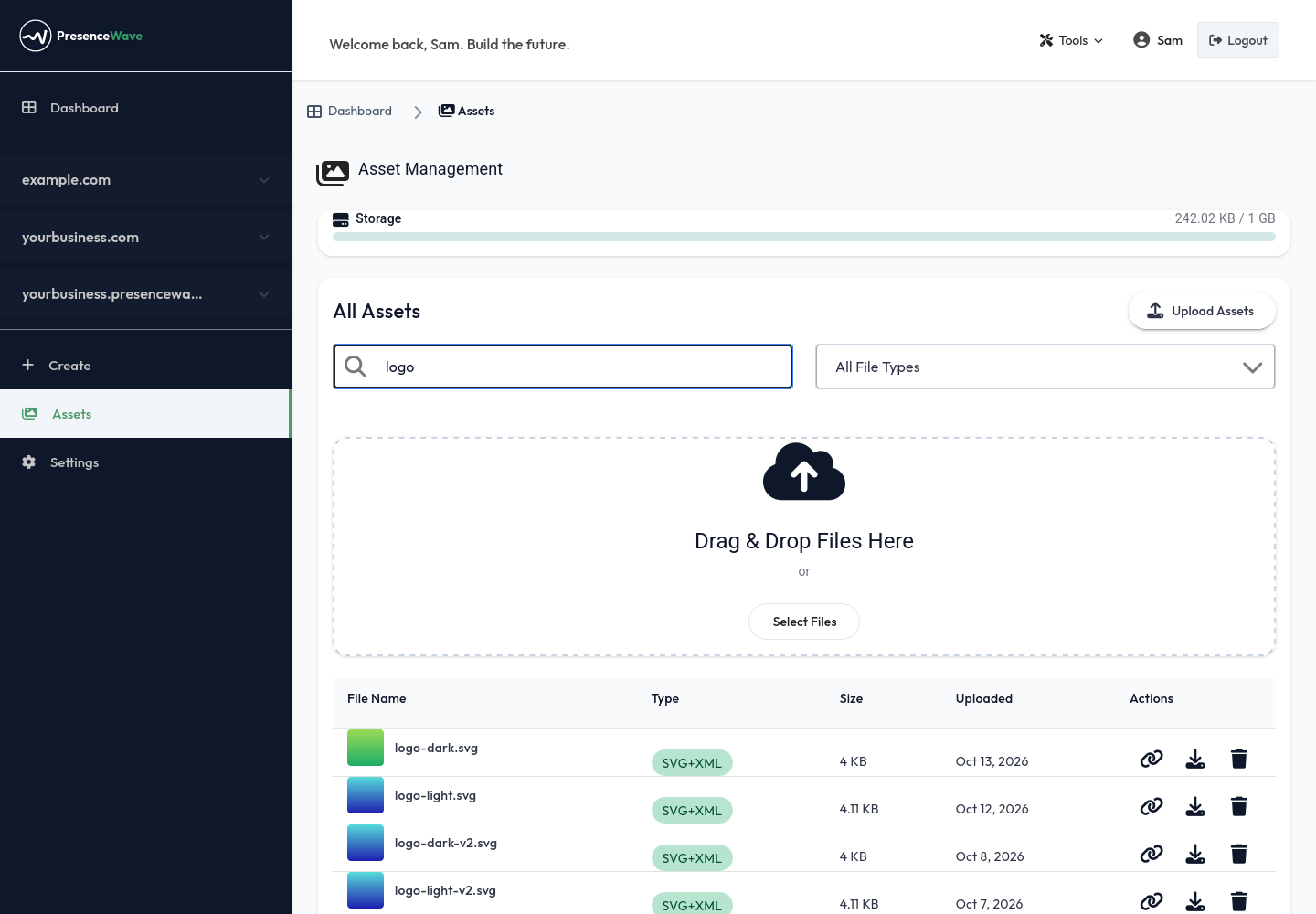 Searching the asset library